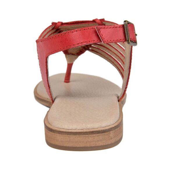 JOURNEE Womens Red Fishbone Traction Davis Wedge Leather Slingback Sandal 7 M